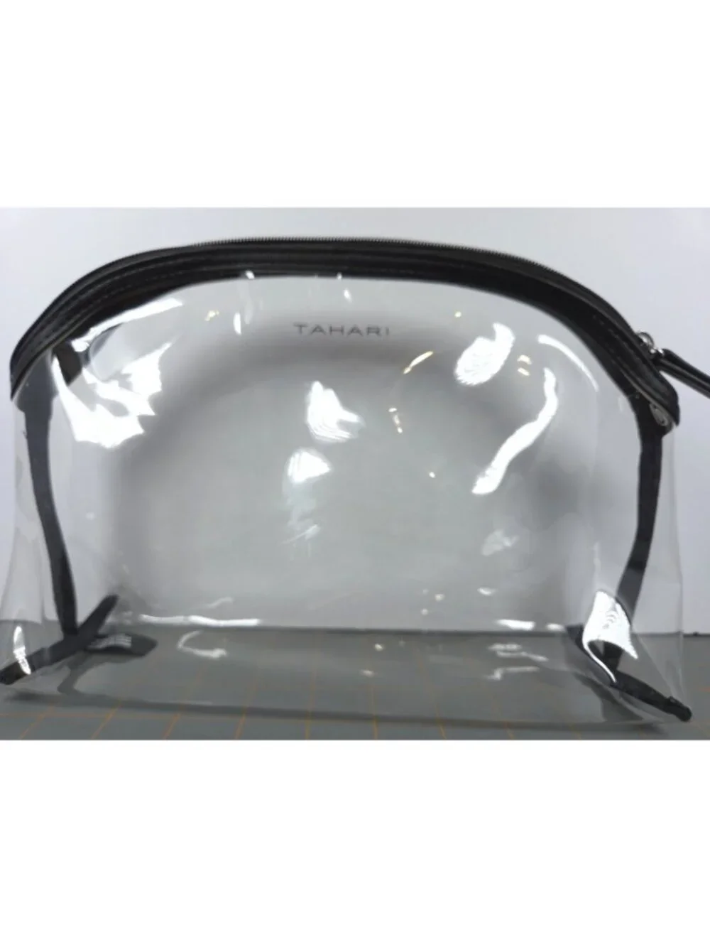 Tahari 3-Piece Travel Trio Cosmetic Case Set Gingham & Floral Print Clear Bag